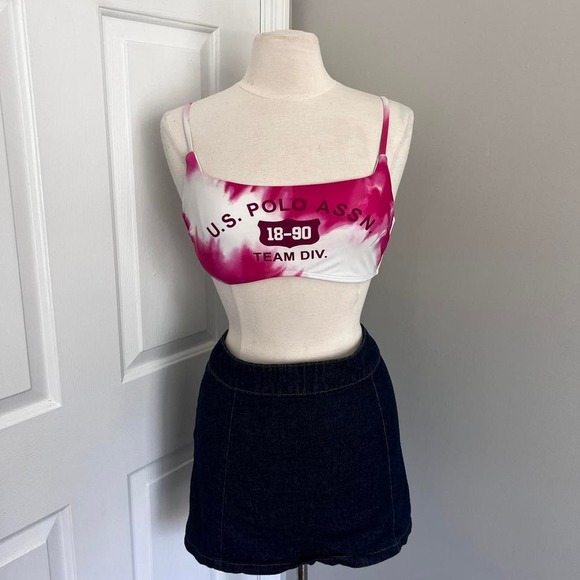PINK TIE DYE U.S.‎ POLO ASSN. BIKINI TOP - Picture 1 of 4